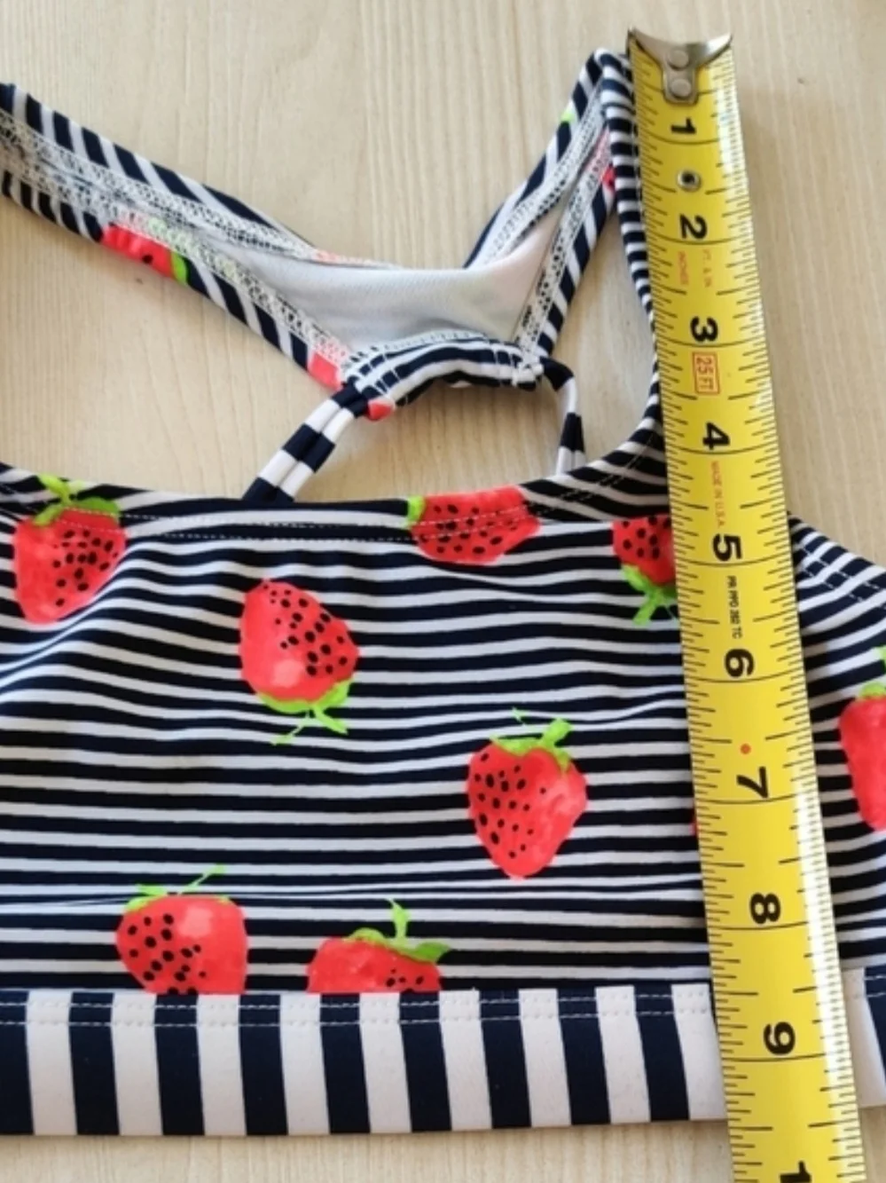 Cat & Jack Girls Blue striped w/Red Strwberries 2 piece Bikini Size S(6/6X)
